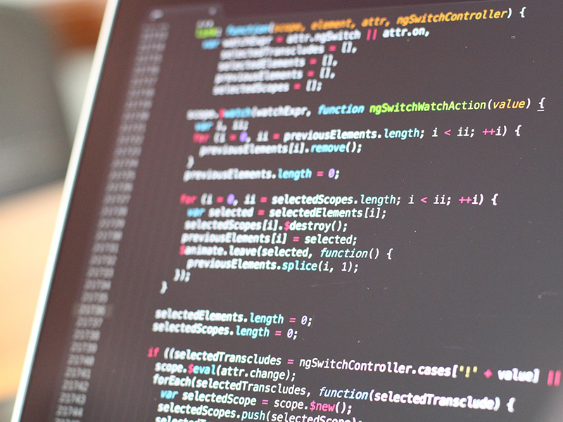 Colorful code on a development screen